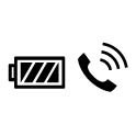 Akkukuvake ja puhelinkuvake, jonka yläpuolella on kolme aaltoviivaa